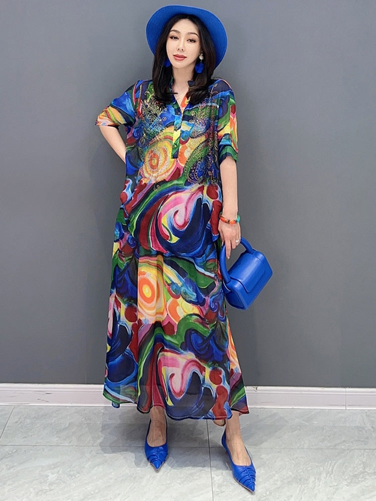 Marie Vintage Oversized Top & Skirt 2-Piece Set