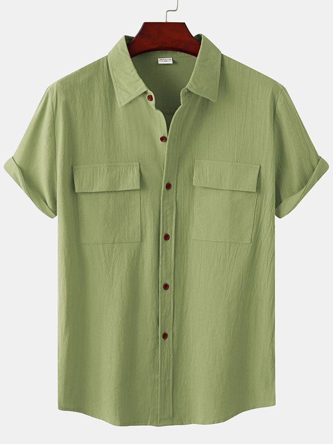 Casual Solid Color Pocket Shirt